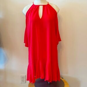 Re:named Cold Shoulder High Neck Mini Dress - Blouse Coral Size Large